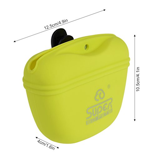 Petacc Bolso portátil de silicona para entrenamiento de perros y bolsa de tratamiento con cierre magnético y clip para la cintura Verde