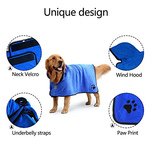 PETCUTE Albornoz para Perros Toalla Perro Microfibra Secado rápido Pijamas Albornoz Microfibra para Perros Tamaño Medianos