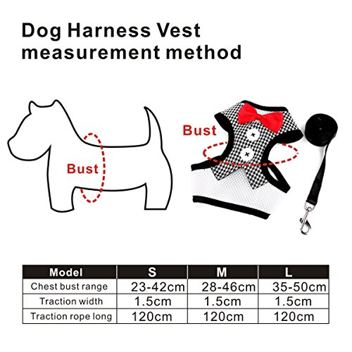 PETCUTE Arnés de Perro con Correa Arnés Ajustable para Perros Traje de Perro con Pajarita Disfraz para Perro