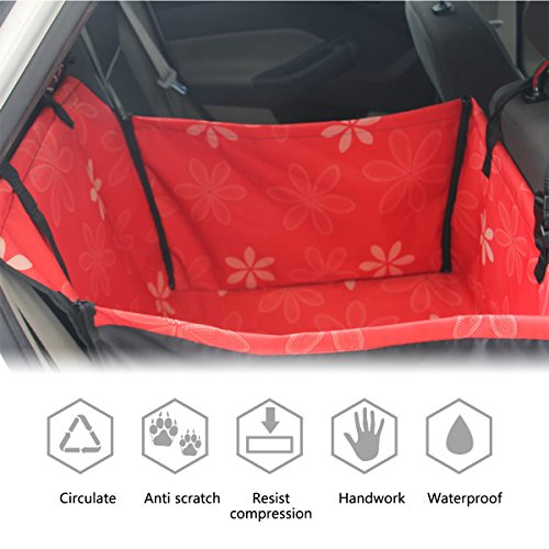 PETCUTE Cubierta Asiento de Coche Perro Cubre Asientos Coche para Perros Hamaca de Coche Protector Coche Perros