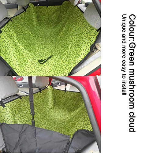 PETCUTE Cubierta del Asiento del Coche del Perro para Mascotas Cubierta Protectora de la Hamaca Gato Impermeable Cubierta del Asiento Trasero con Solapas Laterales para Camioneta SUV de Coche Verde