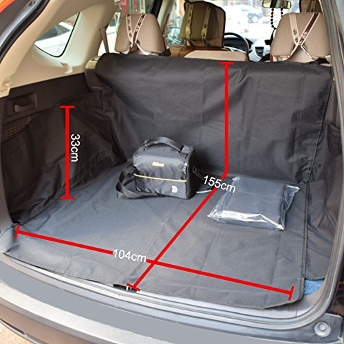 PETCUTE Grande Cubierta del Forro del Cargo del Perro Cubierta de Asiento para Mascotas Estera de la Cama Antideslizante Impermeable Universal Coche SUV Camión Jeeps Furgonetas Negro