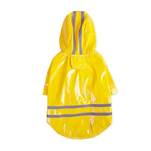 PETCUTE Moda Perrito Perro Impermeable Pet Reflexivo Tira Diseño Impermeable Rainwear Slicker en el día de Lluvia Amarillo