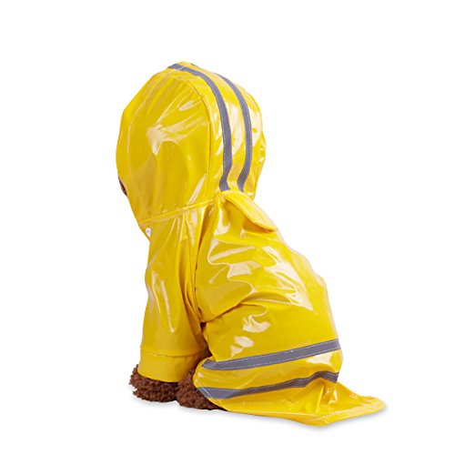 PETCUTE Moda Perrito Perro Impermeable Pet Reflexivo Tira Diseño Impermeable Rainwear Slicker en el día de Lluvia Amarillo