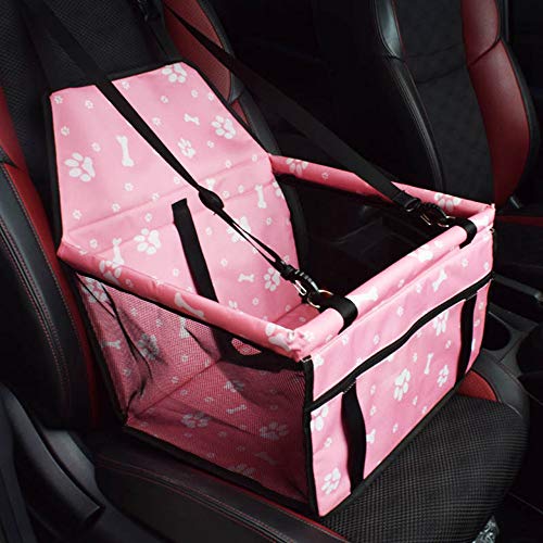 PETEMOO Asiento del Coche de Seguridad para Mascotas Perro Plegable Lavable Viaje Bolsas y Otra Mascota Pequeña con Cremallera Bolsillo