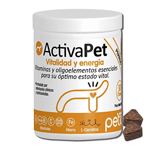 Petia Vet Health ACTIVAPET. (Multivitamínico Perros. Vitaminas Grupo B. Vitaminas E, A, C, D3, Hierro, Cobre, Zinc, Selenio, Manganeso, L Carnitina, L Metionina)