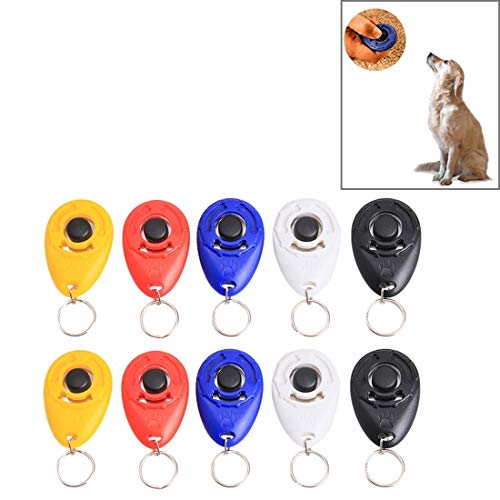 PetSupplies perro-específico Moda duradera 10 PCS entrenamiento del animal doméstico de Clicker Botón gotitas de agua del estilo de Dog Whistle Entrenamiento con la cadena dominante, color al azar de