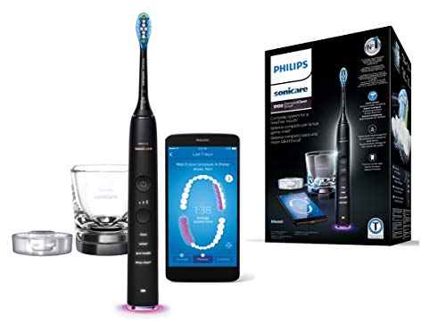 Philips Sonicare DiamondClean Smart HX9901/13  - Cepillo de dientes eléctrico con App de formación personalizada, sensor de presión, 4 modos, 3 intensidades y cargador de vaso, color negro