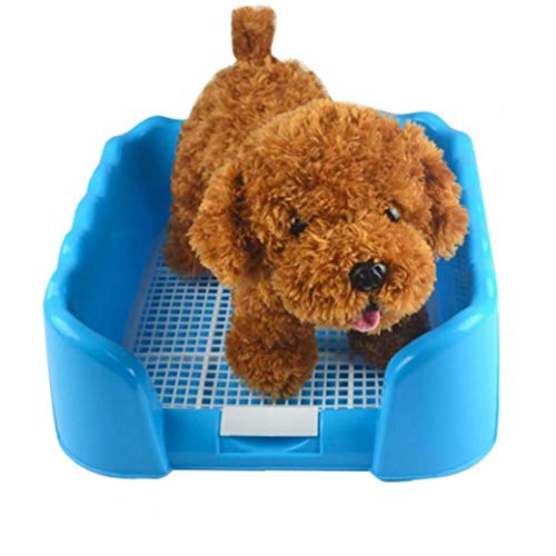 PiniceCore 1pc Azul Mascota portátil WC cercado Bandeja de Rejilla Caja de Arena del Entrenamiento del Perro Aseo para Mascotas de tamaño pequeño Suministros Potty Media