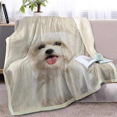 Pmhhc - Manta para perros, blanca, para cama, sofá, piel impresa, suave, manta de sherpa 3D, ropa de cama de animales, cachorro, peluche, edredón fino de Stil-2