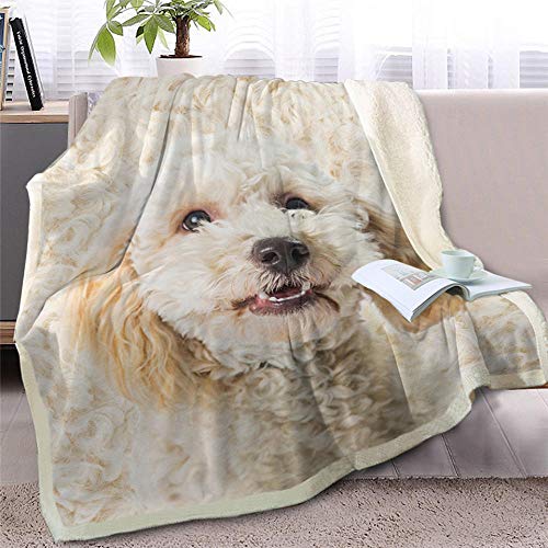 Pmhhc - Manta para perros, blanca, para cama, sofá, piel impresa, suave, manta de sherpa 3D, ropa de cama de animales, cachorro, peluche, edredón fino de estilo 4