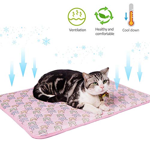 popchilli Estera De Enfriamiento De Seda De Hielo para Mascotas, Mascota Auto Estera De Enfriamiento Cama Keep Cool Lavable Y Transpirable para Gatos Y Perreras, Jaulas, Camas, Viajes, Sofá, Polite