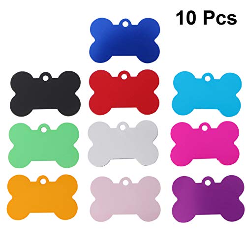 POPETPOP 10 Piezas Placa Identificativa para Perros, Collares Colgante para Perro y Gato, Etiquetas de Nombre del Mascotas para Perro Gatos, 38MM