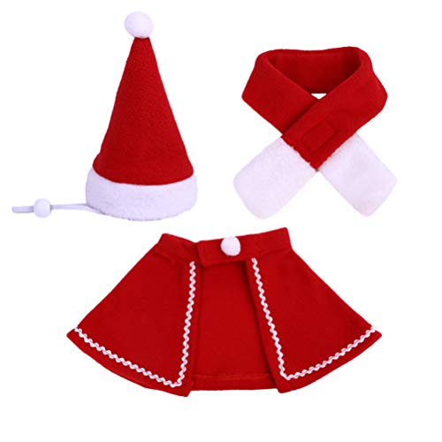 POPETPOP 3 Piezas Navidad Invierno Perro Bufanda de Punto Sombrero Capa Conjunto Calentadores de Perro Conjunto Mascota Traje de Invierno Perrito Trajes de Invierno para Navidad Perro Gato