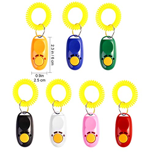 POPETPOP 7Piezas Clicker para Adiestramiento Perro Colorido con Correa De Muñeca para Cachorro Gato Caballo Animales