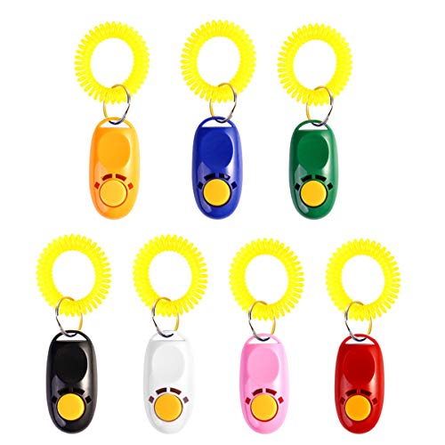 POPETPOP 7Piezas Clicker para Adiestramiento Perro Colorido con Correa De Muñeca para Cachorro Gato Caballo Animales