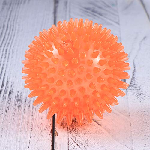 POPETPOP Bola de Spike de 8cm Perro Bola Indestructible Squeaker Ball para Entrenamiento y Limpieza Dental (Naranja)