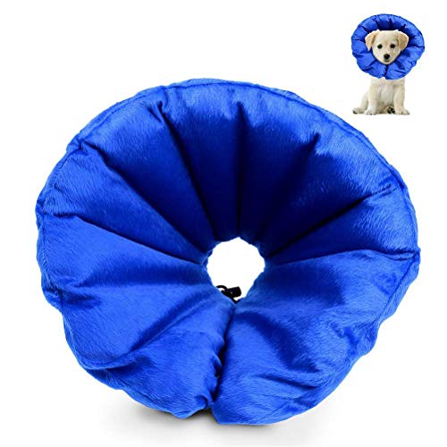 POPETPOP Collar Inflable para Mascotas Cuello Protector de Recuperación para Gatos o Perros Cono Isabelino para Mascotas Recuperación de Cirugía o Heridas