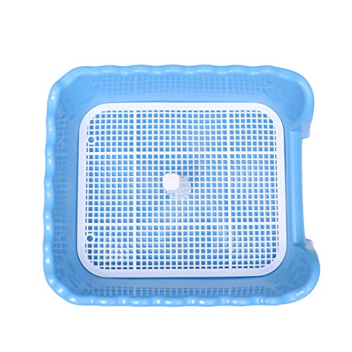 POPETPOP Inodoro para Perrito, Bandeja de Orinal Anti-Splash para Mascotas, Arenero de Entrenamiento para Perros, 45x42x15cm (Azul)