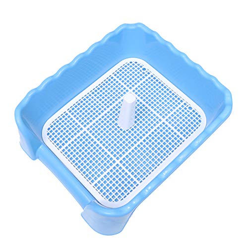 POPETPOP Inodoro para Perrito, Bandeja de Orinal Anti-Splash para Mascotas, Arenero de Entrenamiento para Perros, 45x42x15cm (Azul)