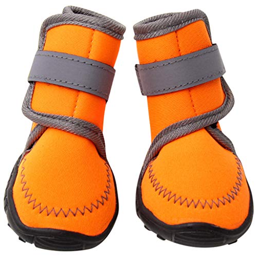 PROTAURI Zapatos de Perro Botas de Perro Botas para Perros Zapatos para Mascotas Transpirable Antideslizante Deporte al Aire libre para Perro Pequeña Mediano Grande Rojo Naranja