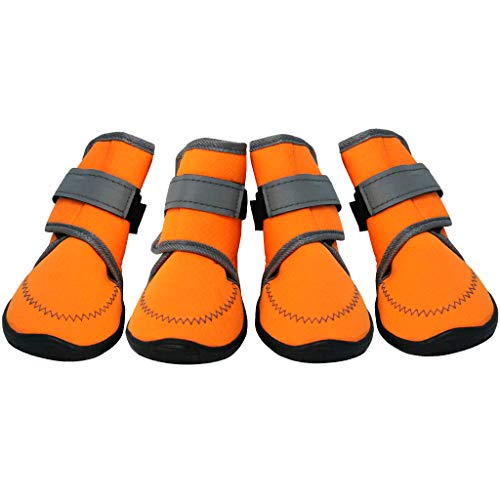 PROTAURI Zapatos de Perro Botas de Perro Botas para Perros Zapatos para Mascotas Transpirable Antideslizante Deporte al Aire libre para Perro Pequeña Mediano Grande Rojo Naranja