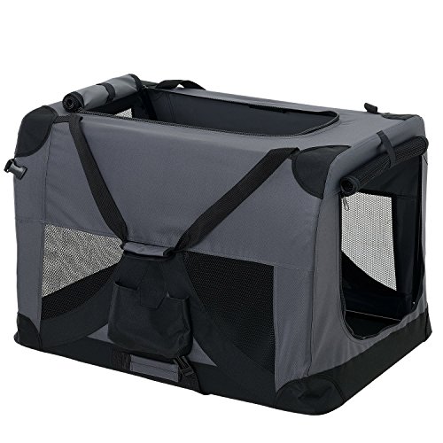 [pro.tec] Bolsa de transporte para mascotas - Tamaño: XL (81,3x58,4cm) - Transportín plegable para perro (GRIS)