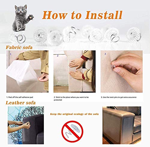 Protectores contra rayones para muebles,Protector Sofa Gatos,Protector de Muebles de Gato, Transparente con pasadores para Proteger Muebles tapizados, (6 Unidades)