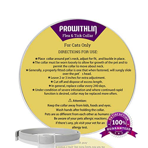 prowithlin Collar Antipulgas y Antigarrapatas para Gatos, Collar Impermeable Ajustable, Solución Natural contra Pestes para Gatos Jóvenes, 36 cm 8 Meses Talla Única para Todos los Gatos