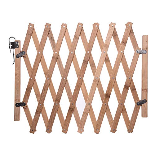 Puerta Extensible de Madera para cercado de Mascotas Puerta para Mascotas Puerta móvil y movible para Perros Puerta corrediza retráctil para Puertas Plegables de Seguridad para Mascotas