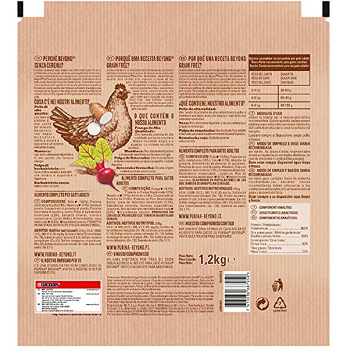 Purina Beyond Grain Free pienso Natural para Gato con Pollo 6 x 1,2 Kg - 1 Sacos