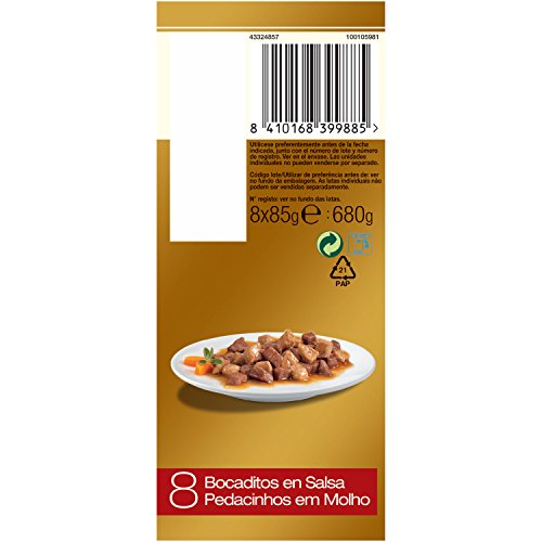 Purina Gourmet Gold Bocaditos en Salsa 1 Paquete Surtido de 8 x 85 gr - Total: 680 gr