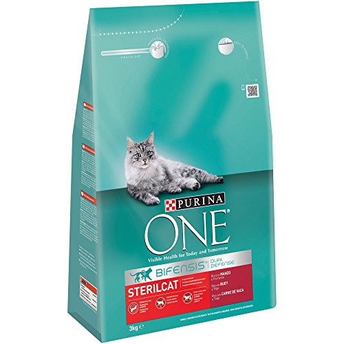 PURINA ONE Bifensis Pienso para Gatos Esterilizados Buey y Trigo 4 x 3 Kg