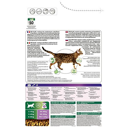 PURINA Pro Plan Comida Seco para Gato Esterilizado con Optirenal, Sabor Pavo - 3 Kg