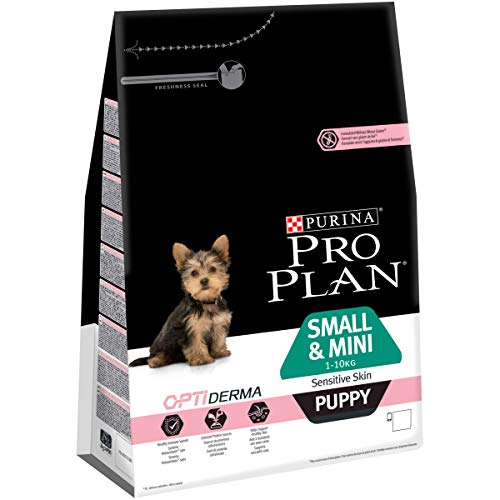 Purina Pro Plan Small & Mini Puppy, Salmón para cachorros de piel sensible, Pack de 4 x 3 Kg - Total 12 Kg