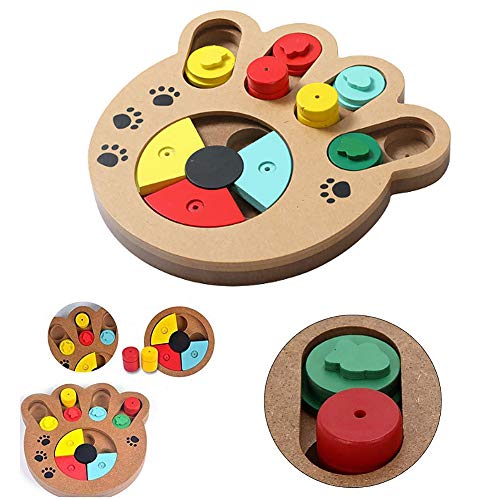 Puzzle perro alimentador de juguetes, Inteligencia Juguete para mascotas diversión interactiva de madera alimentador lenta del entrenamiento del perro Juguete dispensador de Pequeño Perro Gato Medio,B