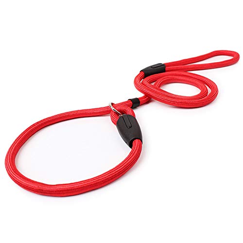 Q4Pets Adiestramiento de Perros Plomo/Correa para Perros Pequeños y Medianos. 1.3M. Cuerda y Collar de Deslizamiento de Cuerda Fuerte, Detener el Entrenamiento de Tiro (Rojo)