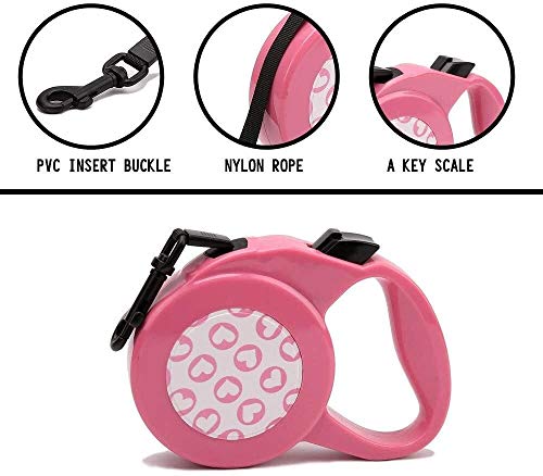 Qianqiusui Alimentos for Mascotas Correa de Perro retráctil, de Cadena automático Perro Correa de Perro retráctil, pequeñas y Medianas Correa de Perro Plomo Retractable (Color : Pink, Size : 3m)