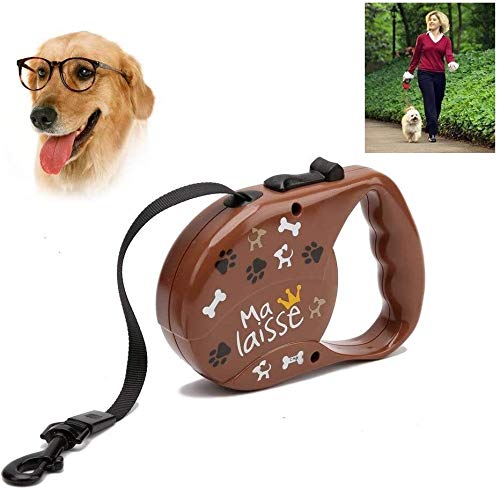 Qianqiusui Correa de Perro retráctil, 3M automática Perro retráctil Correa de Mascota, Perro pequeño Perro de Oro de la Cadena del Cabello Cable retráctil Perro de la Cuerda de Peluche