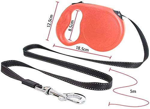 Qianqiusui Correa de Perro retráctil, Correa de Mascota, Perro retráctil Plomo y Medianas Perros Medios Cable retráctil Suministros automáticos Perro Mascota (Color : Orange, Size : 5m)