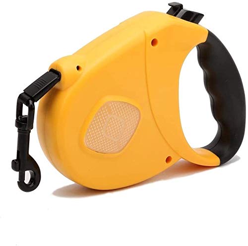 Qianqiusui Correa de Perro retráctil, Correa de Perro retráctil automática, pequeña y pequeño Perro Alimentos for Mascotas Perro de Peluche de Oro Plomo retráctil (Color : Yellow, Size : 5m)