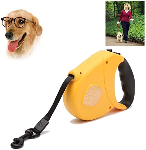 Qianqiusui Correa de Perro retráctil, Correa de Perro retráctil automática, pequeña y pequeño Perro Alimentos for Mascotas Perro de Peluche de Oro Plomo retráctil (Color : Yellow, Size : 5m)