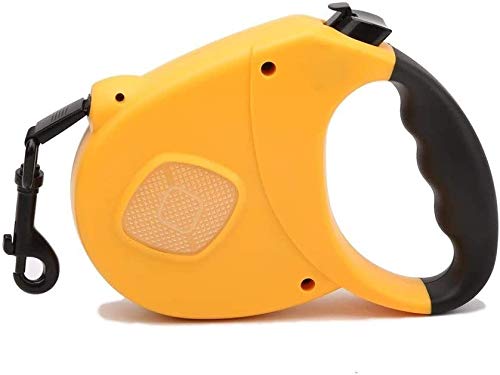 Qianqiusui Correa de Perro retráctil, Correa de Perro retráctil automática, pequeña y pequeño Perro Alimentos for Mascotas Perro de Peluche de Oro Plomo retráctil (Color : Yellow, Size : 5m)