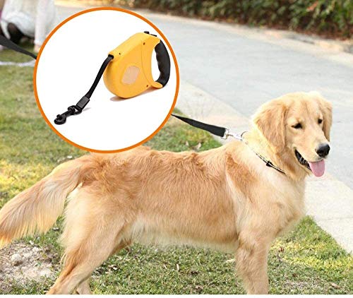 Qianqiusui Correa de Perro retráctil, Correa de Perro retráctil automática, pequeña y pequeño Perro Alimentos for Mascotas Perro de Peluche de Oro Plomo retráctil (Color : Yellow, Size : 5m)