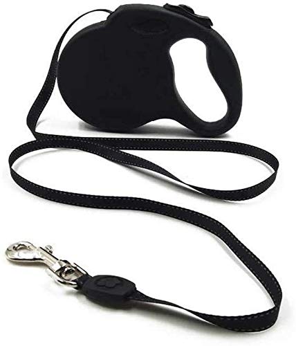 Qianqiusui Correa de Perro retráctil, mordiera la abrasión Mate Resistente al Deslizamiento automático de Correas Extensibles Correa de Perro Correa del Perro retráctil (Color : Black, Size : 5m)