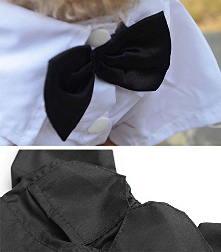 QiCheng & LYS Ropa para Perros Traje Elegante con Estilo de Corbata de moño, Camisa de Esmoquin Formal con Traje de Corbata Negra (L)