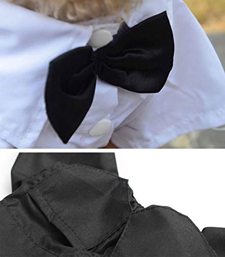 QiCheng & LYS Ropa para Perros Traje Elegante con Estilo de Corbata de moño, Camisa de Esmoquin Formal con Traje de Corbata Negra (XXL)