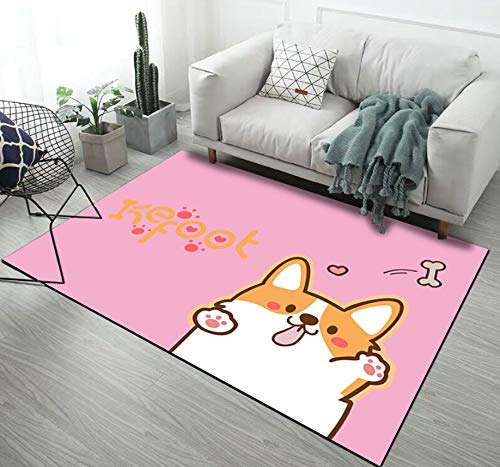 QNYH Alfombra para Niños, Linda Alfombra De Hueso De Perro Beige, Decoración De Habitación De Princesa Rosada De Dibujos Animados Alfombra Rectangular De Poliéster 50cmx80cm