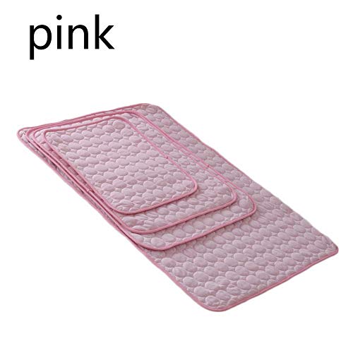 QWERASD 3 Tamaño Mascota Perro Verano Estera de enfriamiento Manta Hielo Mascota Perro Colchonetas para Perros Gatos Sofá Fresco Cojín para Dormir Colchón Accesorios para Mascotas 70x56cm Rosa