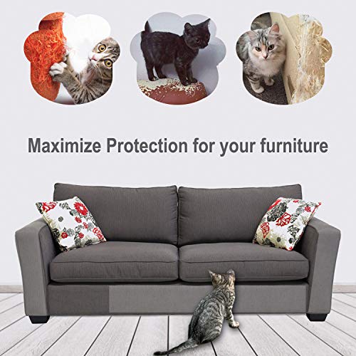 Rasguño de Gato Protectores de Muebles, 2 Piezas Protector de Sofá Contra Arañazos de Gato, Cinta Autoadhesivas con Pasadores Retorcidos, Fundas de Sofa Anti Gatos para Detener Destruir XL 45 x 30 cm